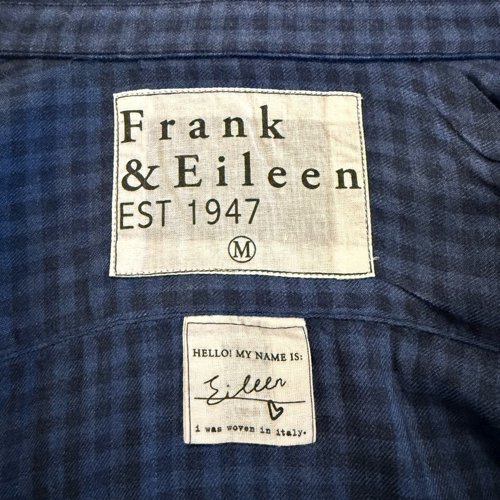 Frank & Eileen Relaxed Button Up Shirt, size Medium, Blue Gingham